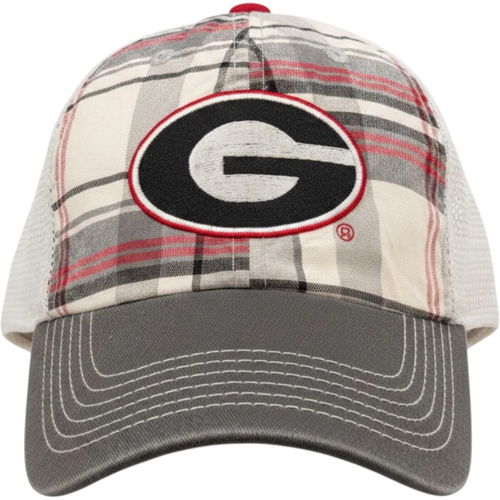 Captivating Headgear Georgia Bulldogs Hat Plaid Mesh Trucker Cap UGA Red Grey